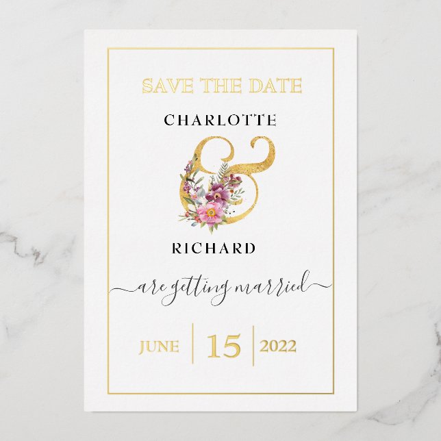 Simple Elegance, SAVE the DATE, Decorative "&" (Front)