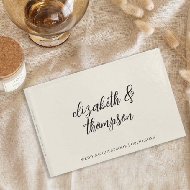 Simple Elegance Script Cream Wedding Guest Book (Creator Uploaded)