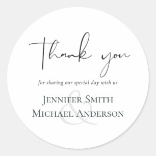 Simple Elegance Script Modern Wedding Classic Round Sticker