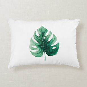Simple Elegance Tropical Green Monstera Leaf Decorative Cushion