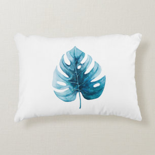 Simple Elegance Tropical Watercolor Monstera Leaf Decorative Cushion