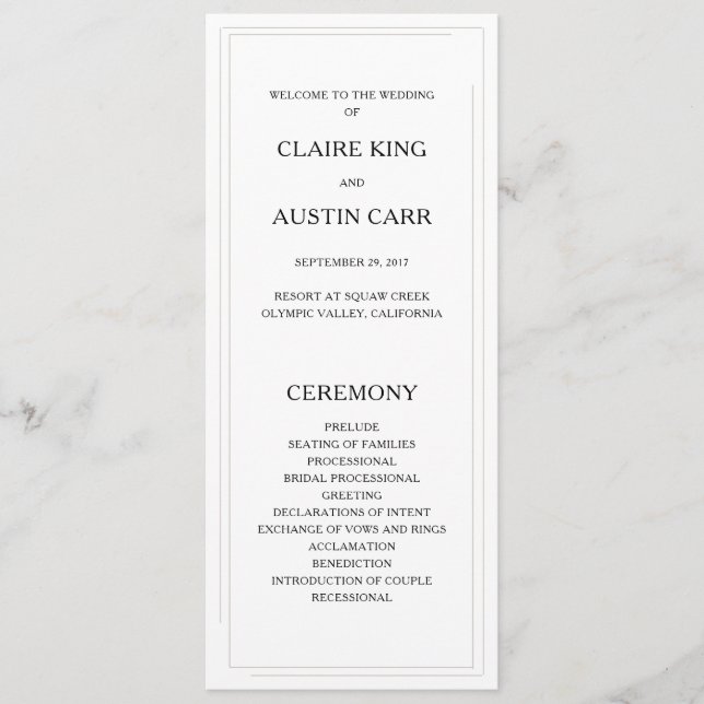 Simple Elegance Wedding Programs (Front)