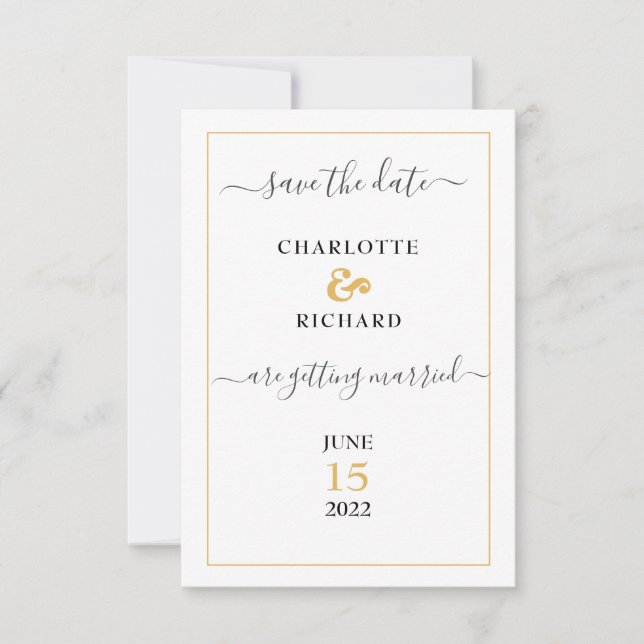 Simple Elegance,  with Couple's Photo Save The Date (Front)