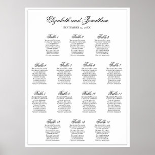 Simple Elegant 14 Table Wedding Seating Chart