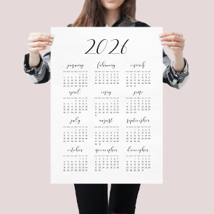 Simple elegant 2025 calendar poster