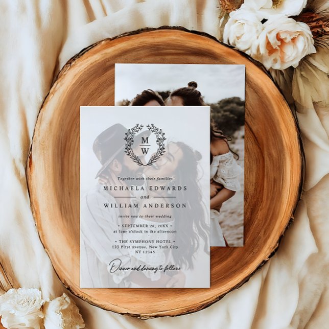 Simple Elegant 2-Photo Text Overlay Wedding Invitation (Creator Uploaded)
