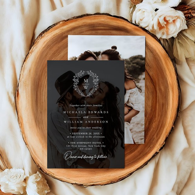Simple Elegant 2-Photo Text Overlay Wedding Invitation (Creator Uploaded)