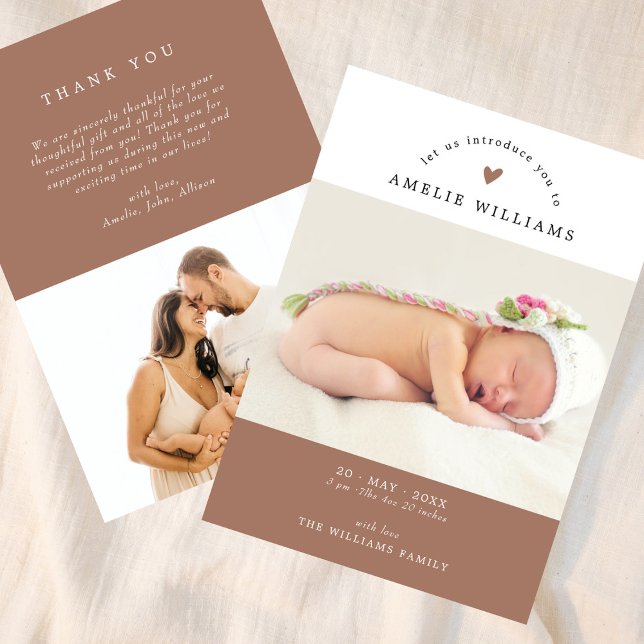 Simple Elegant 2 Photos New Baby Announcement (Creator Uploaded)