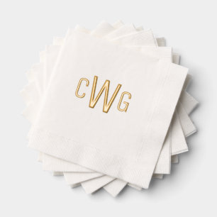 Simple Elegant 3 Initial Letter Monogram #1  Foil Napkins