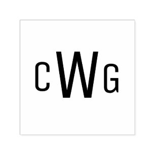 Simple Elegant 3 Initial Letter Monogram #1 Self-inking Stamp