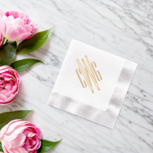 Simple Elegant 3 Initial Letter Monogram #4 Foil D Napkins