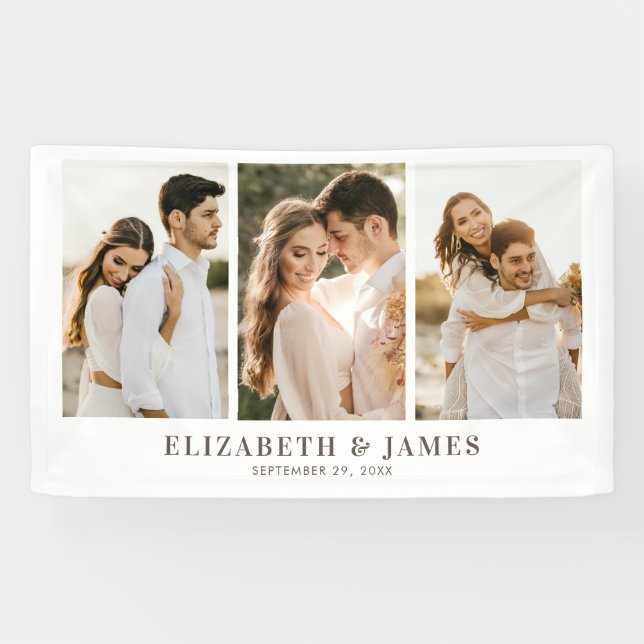 Simple Elegant 3 Photo Wedding Banner (Horizontal)