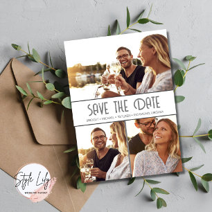 Simple Elegant 3 Photo Wedding Save The Date