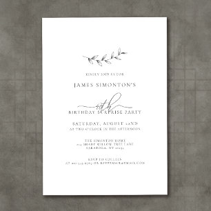 Simple Elegant 40th Birthday Surprise Party Invitation