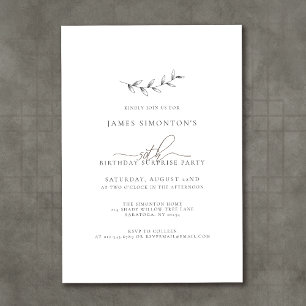 Simple Elegant 50th Birthday Surprise Party Invitation
