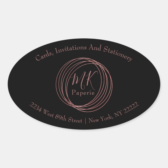 Simple & Elegant Abstract Rose Gold Circles Oval Sticker (Front)