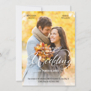 Simple elegant aesthetic modern wedding photo  invitation