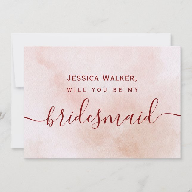 Simple Elegant Aesthetic Watercolor my bridesmaid Invitation (Front)