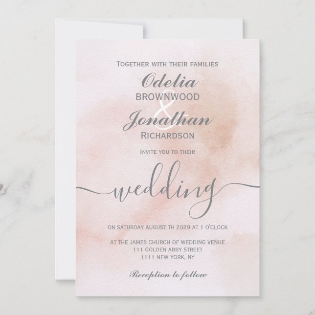 Simple Elegant Aesthetic Watercolor Wedding Invitation (Front)