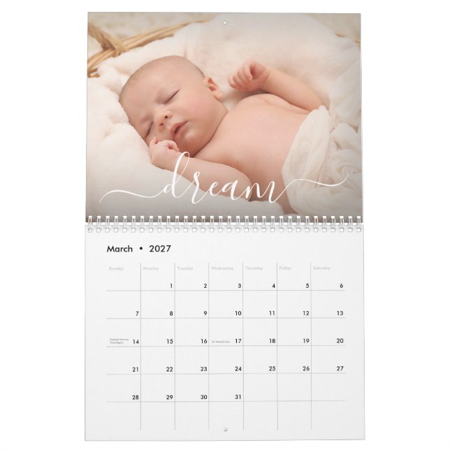 Simple Elegant Affirmations Family Photo Calendar (Mar 2027)