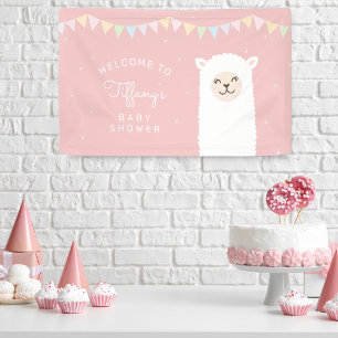 Simple Elegant Alpaca Llama Baby Shower Welcome Banner