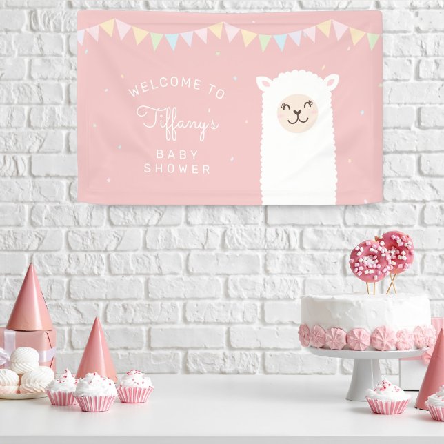 Simple Elegant Alpaca Llama Baby Shower Welcome Banner (Creator Uploaded)