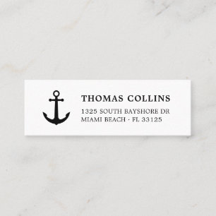 Simple Elegant Anchor Black and White    Mini Business Card