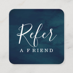 Simple Elegant Aqua Blue and White Referral Card