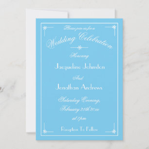 Simple Elegant Aqua Blue & White Fancy Script Invitation