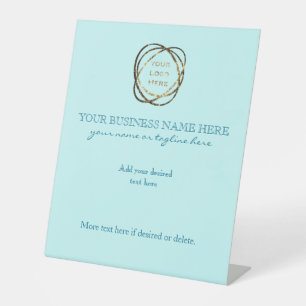 Simple Elegant Aqua Custom Business Logo    Pedestal Sign