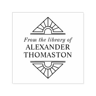 Simple Elegant Art Deco #1 Library Book Name Self-inking Stamp