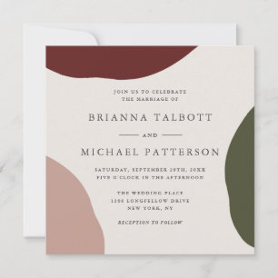 Simple Elegant Artistic Abstract Fall Wedding Invitation