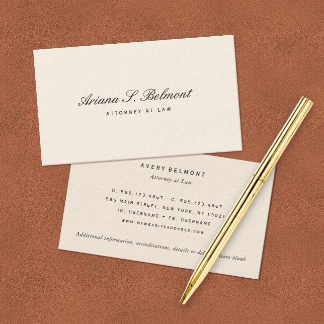 Simple Elegant Attorney Cream Business Card (Creator Uploaded)