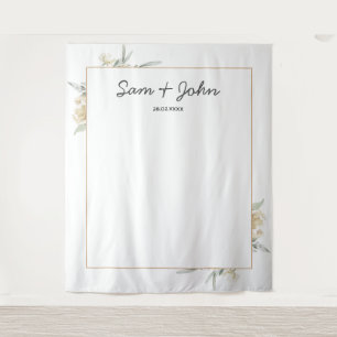 Simple Elegant Autumn Wedding Photo Booth Backdrop Tapestry