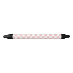 Simple Elegant Baby Pink Chequerboard Black Ink Pen