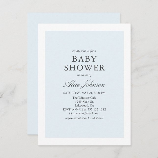 Simple Elegant Baby Shower Invitation Postcard (Front/Back)