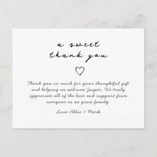 Simple elegant baby thank you card