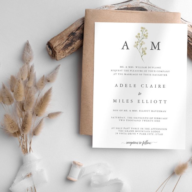 Simple Elegant Baby's Breath Wedding Invitation (Creator Uploaded)