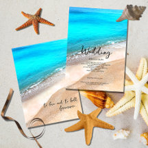 Simple Elegant Beach Seaside Wedding Invitation