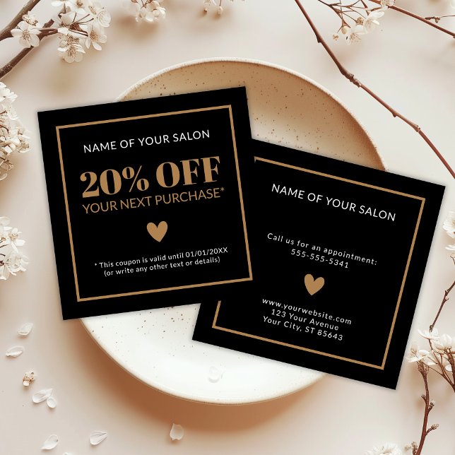 Simple Elegant Beauty Salon Black Gold Coupon (Simple Elegant Beauty Salon Black Gold Coupon)
