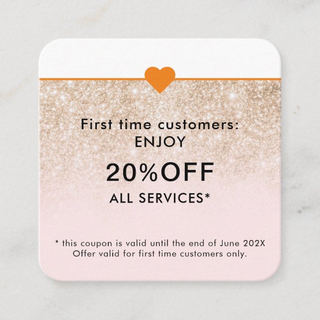Simple Elegant Beauty Salon First Time Discount Card (Front)