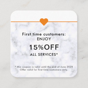 Simple Elegant Beauty Salon First Time Discount Card