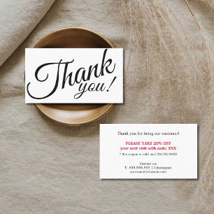 Simple Elegant Beauty Salon Thank you Discount Card
