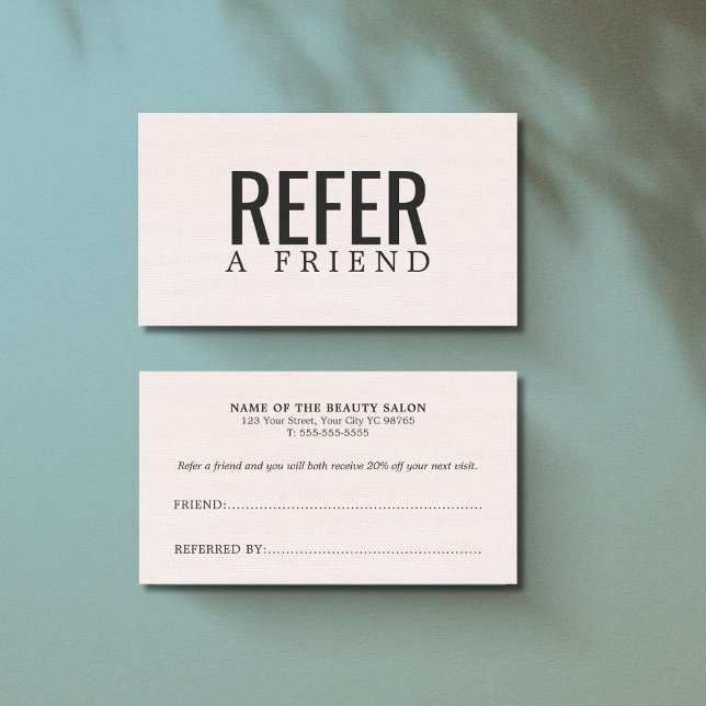 Simple Elegant Beauty Texture Light Rose Referral Card (Creator Uploaded)