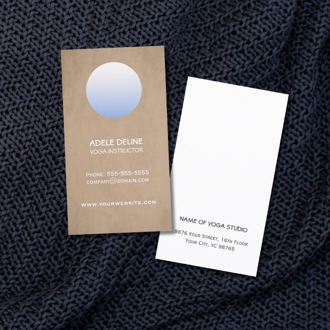 Simple elegant Beige Blue Yoga Instructor Business Card (Creator Uploaded)