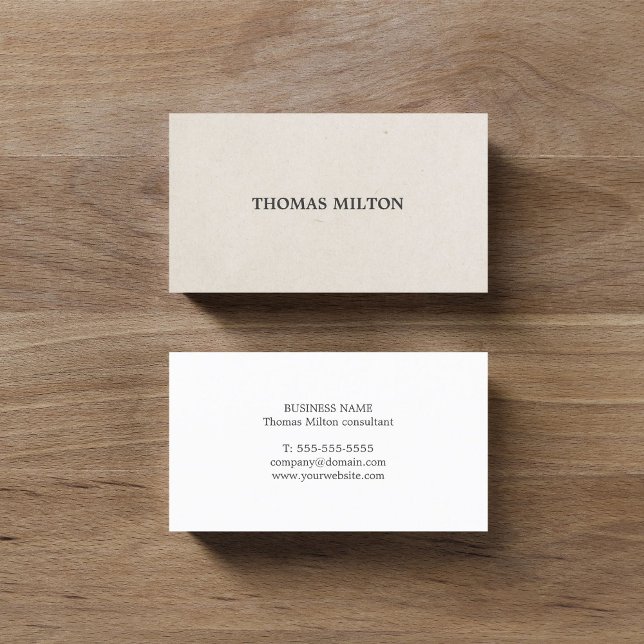 Simple Elegant Beige Cardboard Consultant Business Card (Creator Uploaded)