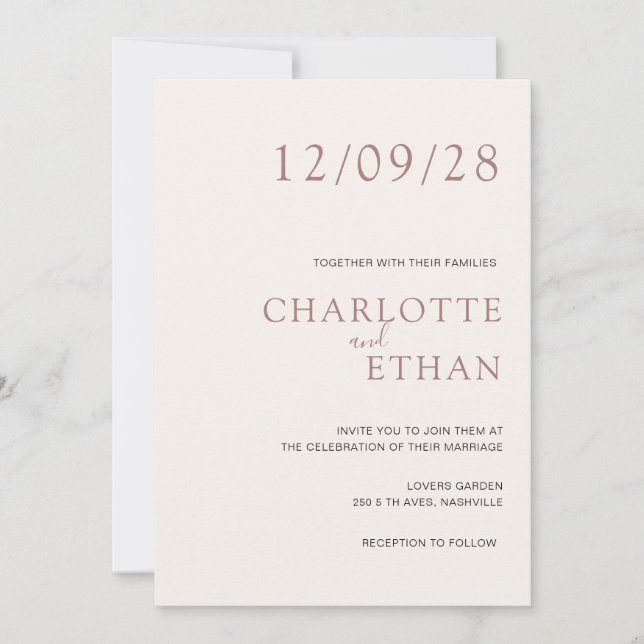 Simple, elegant beige invitation (Front)
