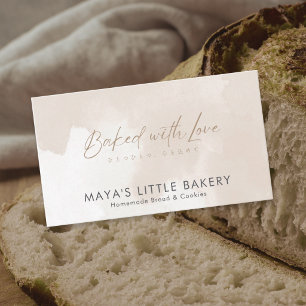 Simple Elegant Beige Watercolor Bakery Business Card
