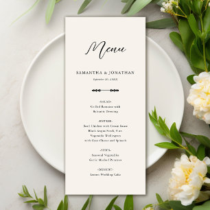 Simple Elegant Beige Wedding Reception Menu