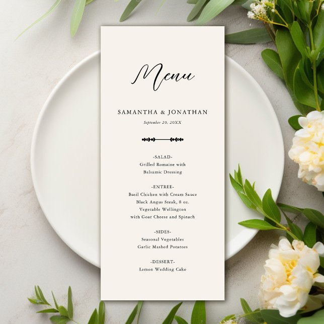 Simple Elegant Beige Wedding Reception Menu (Creator Uploaded)